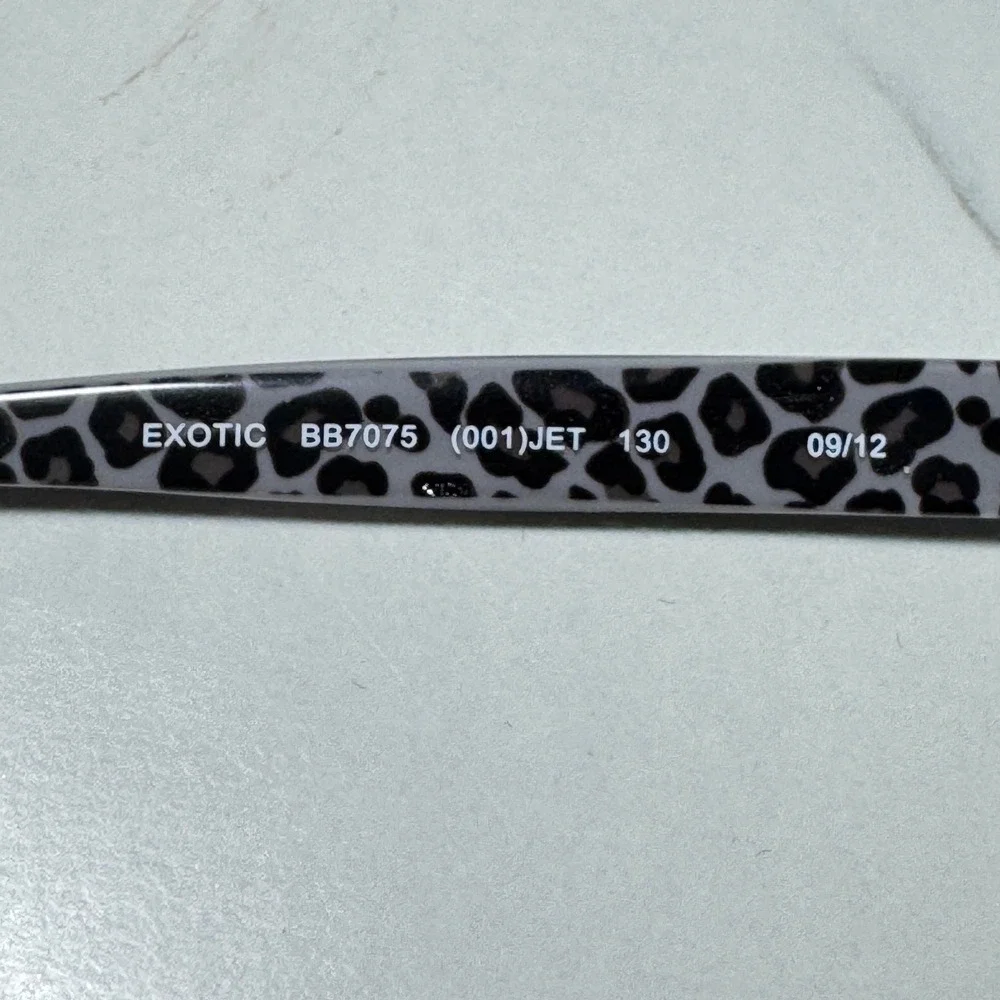Bebe Exotic BB7075 Jet Black Grey Leopard Print Square Eyeglasses Frames 130